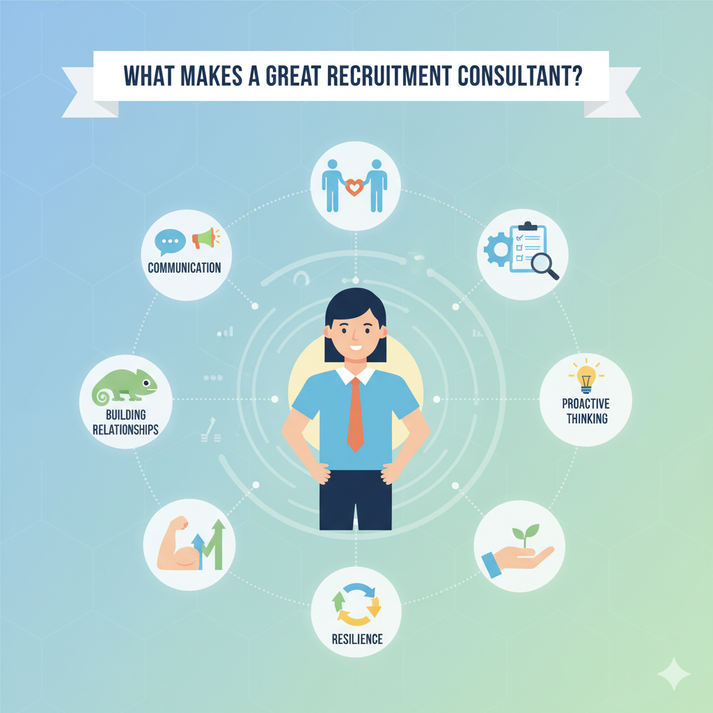 A professional recruitment consultant advising a client and a candidate, showcasing the qualities of a trusted advisor.