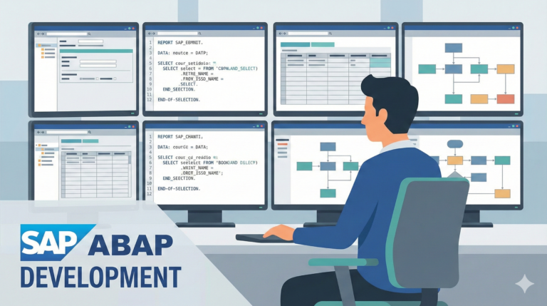 SAP ABAP Developer writing custom code and optimizing performance within the SAP ERP system environment