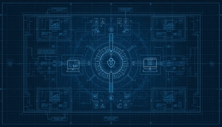 Security Operations Center blueprint showing threat monitoring and incident response