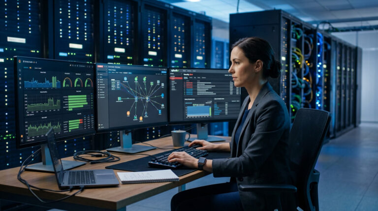 System administrator managing reliable and secure IT infrastructure