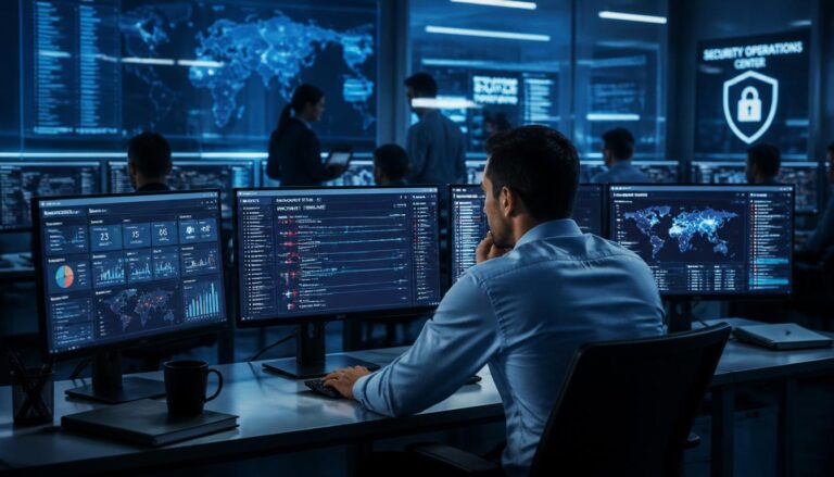 Incident responder monitoring cybersecurity threats in a security operations center