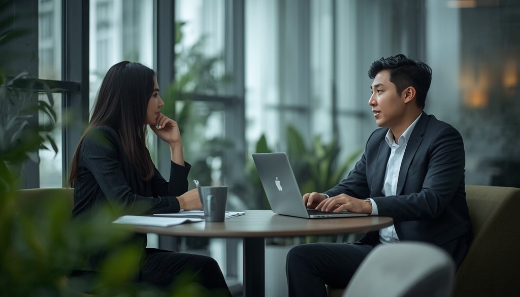 Headhunter advising a company on recruitment strategy