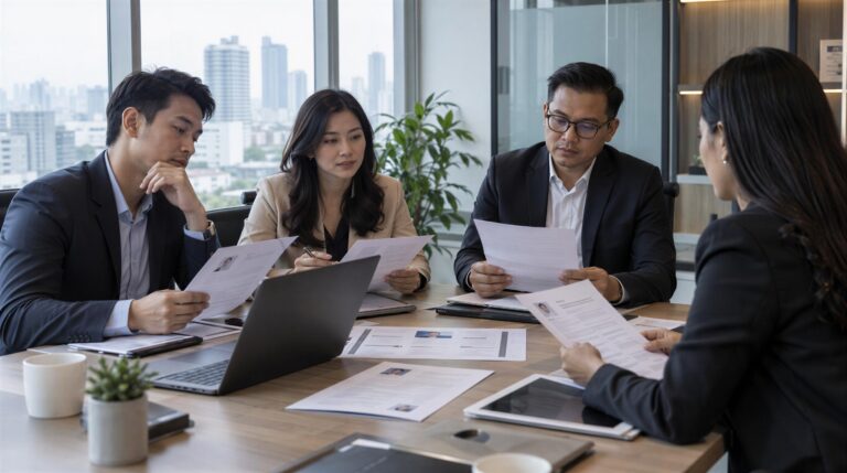 Recruiter and hiring manager discussing candidates during a slow hiring process